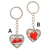 Kovový přívěsek na klíče – Skleněné srdíčko A