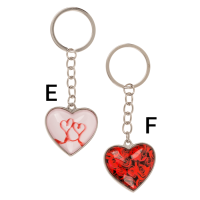 Kovový přívěsek na klíče – Skleněné srdíčko A
