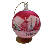 Skleněná koule na svíčku - červená matná