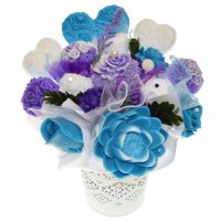 Mýdlová kytice - fialovo, modro bílá