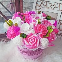 Originální mýdlová kytice - Růžová