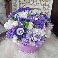 Originální mýdlová kytice - fialová, bílá