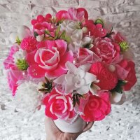 Mýdlová kytice XXL - Ružová, bíla