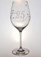 Výroční sklenička na víno swarovski - K 25. narozeninám
