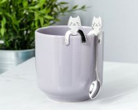 Čajové lžičky stříbrné barvy - kočky