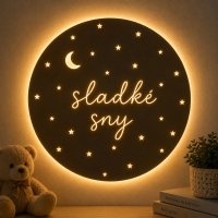 Dřevěná LED lampa na stěnu - Vlastní text