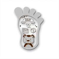 Dřevěná tabulka narození dítěte - Otisk nožičky se zvířátkem