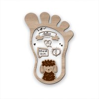 Dřevěná tabulka narození dítěte - Otisk nožičky se zvířátkem