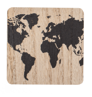 Dřevěné podnosy s mapou světa - černé
