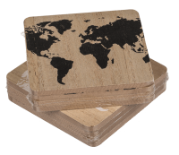 Dřevěné podnosy s mapou světa - černé