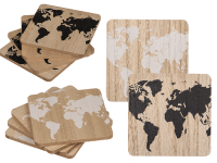 Dřevěné podnosy Mapa světa - bílé