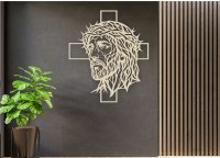 Dřevěný obraz na zeď - Hlava Ježíše s trnovou korunou