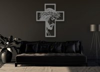 Dřevěný obraz na zeď - Ježíš na kříži profil