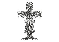 Dřevěný obraz na zeď - Kříž Strom života