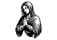 Dřevěný obraz na zeď - Panna Maria v modlitbě