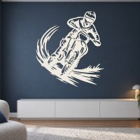 Dřevěný obraz na zeď – Motokros v zatáčce