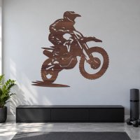 Dřevěný obraz na zeď – Motokrosový jezdec z boku