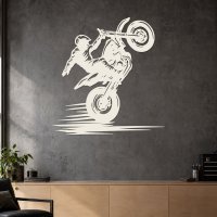 Dřevěný obraz na zeď – Motorka na zadním kole