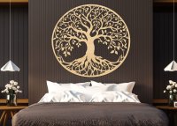 Dřevěný strom života na zeď – Kruhová harmonie