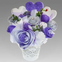 Mýdlová kytice - fialovo, šedo, bílá