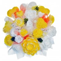 Mýdlová kytice - žluto - bílá XL