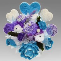 Mýdlová kytice - fialovo, modro bílá
