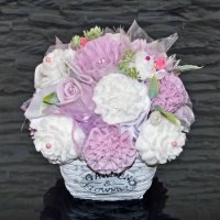 Mýdlová kytice - Růžová, bílá