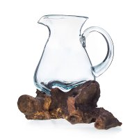 Roztavené sklo na dřevě - karafa