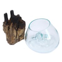 Roztavené sklo na dřevě - Velká mísa