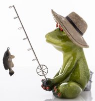 Keramická žabka - Rybář