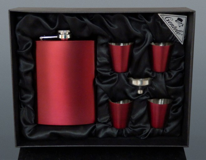 Souprava BURGUNDY placatka 240 ml + 4ks štamprliček 30 ml