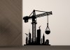 Dřevěný obraz na stěnu – Jeřáb na stavbě